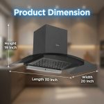 Midea 75V11 30-Inch Wall Mounted Kitchen Hood with Thermal Auto Clean & Touch Control - Image 2